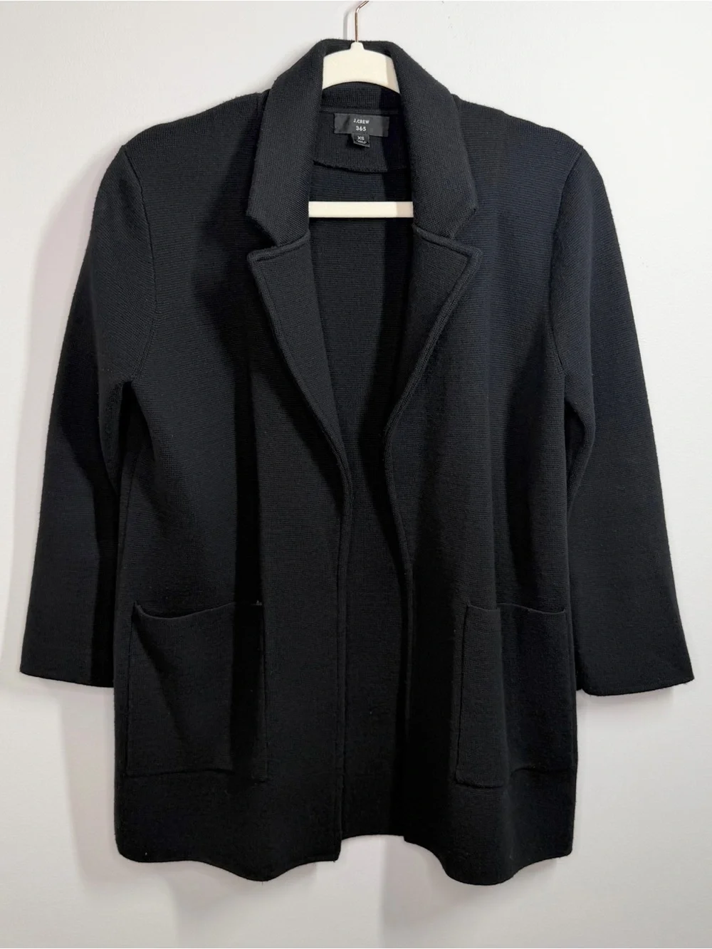 J.Crew Black Sophie Open-Front Sweater-Blazer, Size XS, Preppy, Minimalist